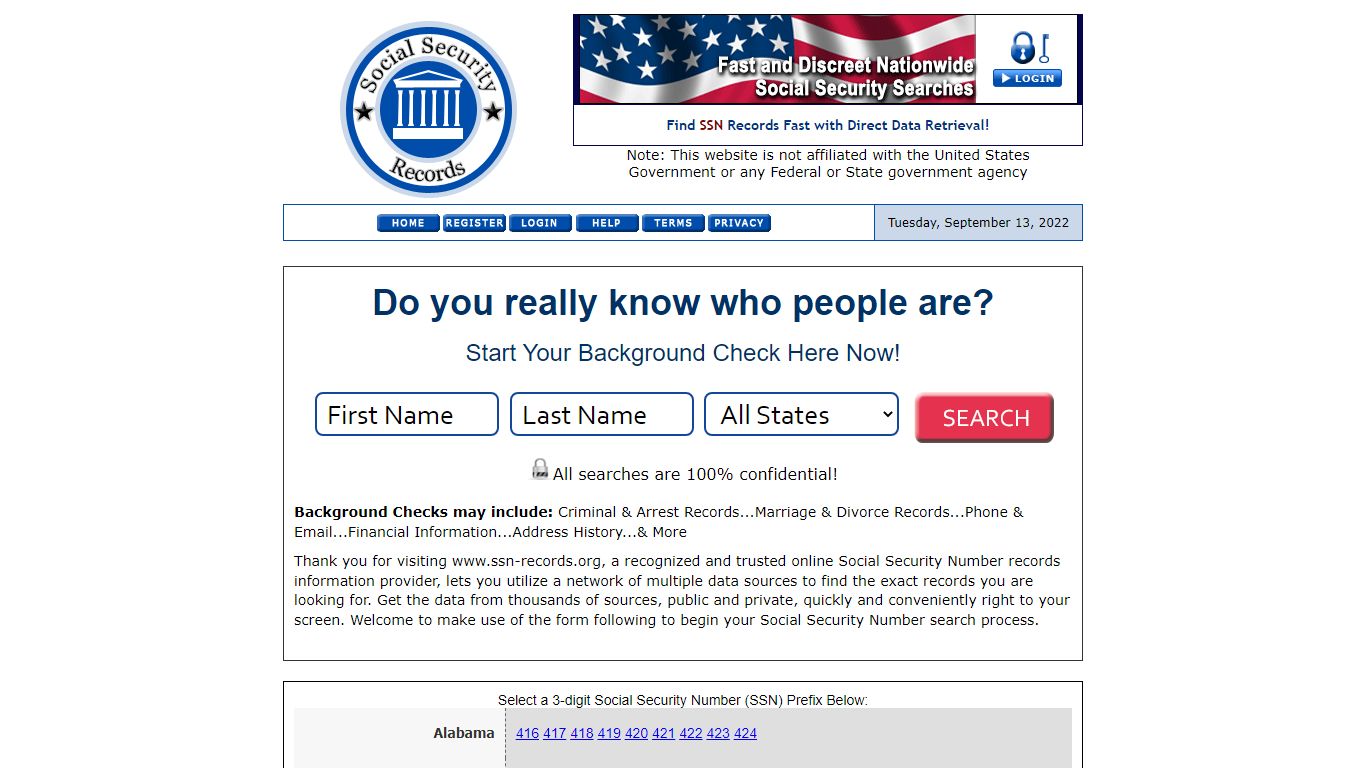 People Search by Social Security Number and the persons Last Name.